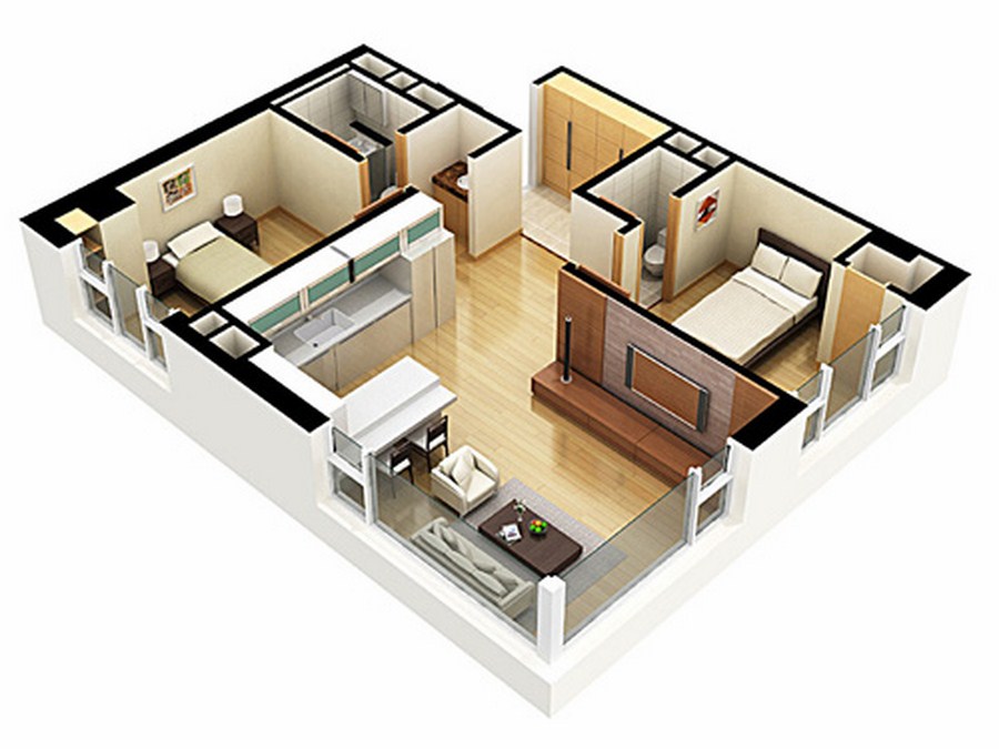 23 ý tưởng thiết kế căn hộ hai phòng ngủ Phần 1